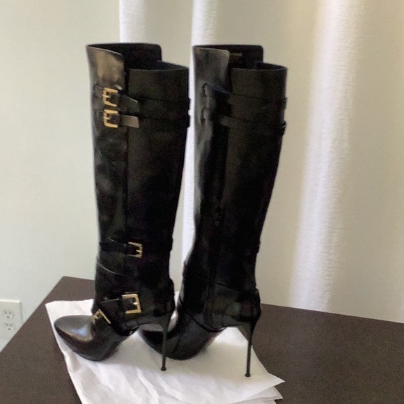 Roberto Cavalli high heels boots black leather s40 - Picture 1 of 5